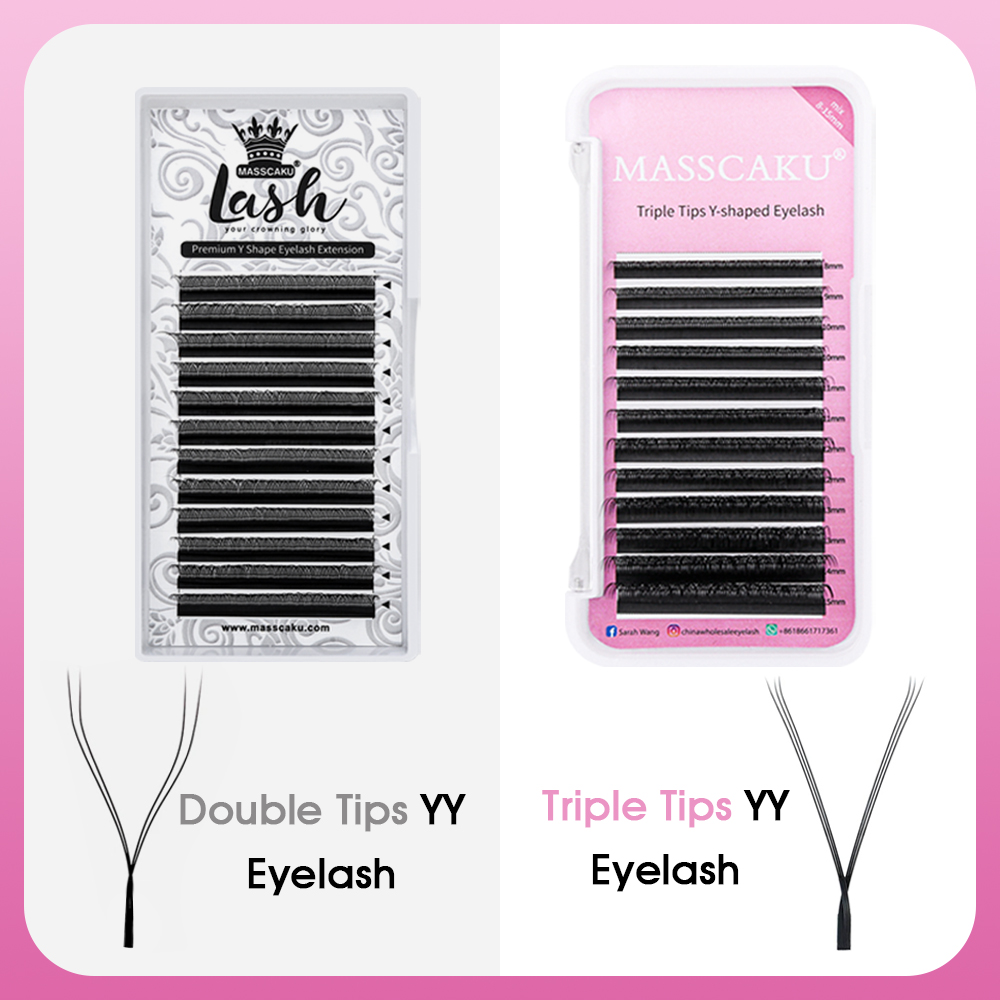 10cases/lot MASSCAKU YY Shape  - Eyelash Extension Double Volume recension och pris