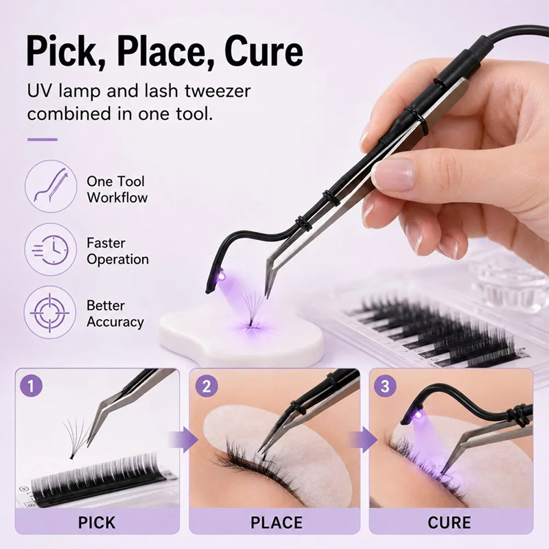 Mini UV Lash Lamp Tweezers 2‑S - Eyelash Extension Uv Glue recension och pris
